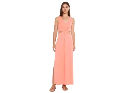 Beyond Yoga Around The World Front Twist Maxi Dress Women's Dress Dreamsicle: Xl, Elastane/lyocell In Pink
