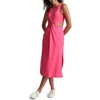 Beyond Yoga Around The World Front Twist Midi Dress In Carnation Pink