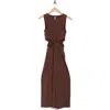 Beyond Yoga Around The World Front Twist Midi Dress In Espresso