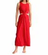 Beyond Yoga Around The World Front Twist Midi Dress In Candy Apple Red In Red