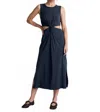 Beyond Yoga Around The World Front Twist Midi Dress In Nocturnal Navy In Blue