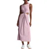 Beyond Yoga Around The World Front Twist Midi Dress In Pink