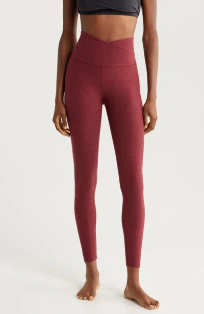 Beyond Yoga At Your Leisure Space Dye High Waist Midi Leggings In Bordeaux Heather