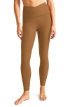 Beyond Yoga At Your Leisure Space Dye High Waist Midi Leggings In Carmel Toffee Heather