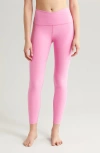 Beyond Yoga At Your Leisure Space Dye High Waist Midi Leggings In Pink Haze Heather