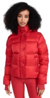 Beyond Yoga Big Cozy Puffer Hooded Jacket In Ruby Red Heather