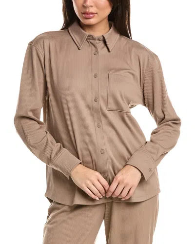 Beyond Yoga Breathe Easy Comfort Cord Button Up Shirt In Brown