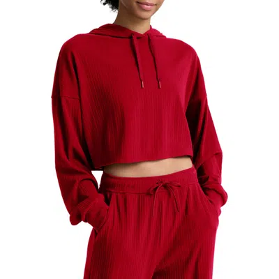 Beyond Yoga Breathe Easy Rib Crop Hoodie In Red