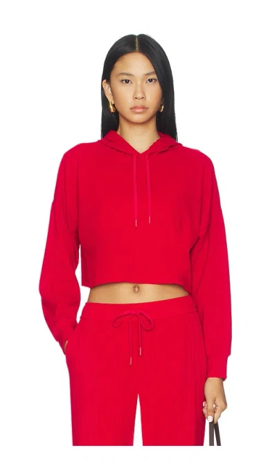 Beyond Yoga Breathe Easy Ribbed Cropped Hoodie In Red