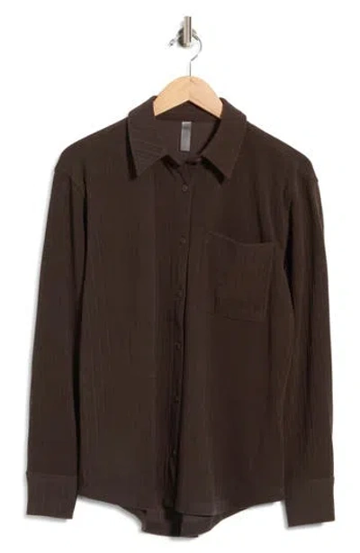 Beyond Yoga Breathe Easy Ribbed Front Shirt In Brown