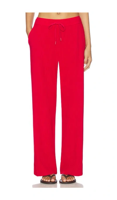 Beyond Yoga Breathe Easy Ribbed Wide Leg Pant In Red