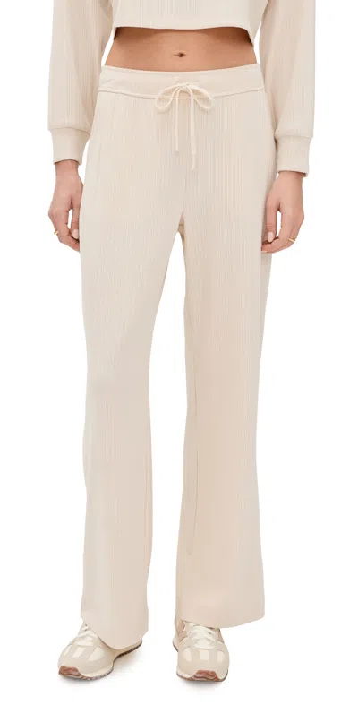 Beyond Yoga Breathe Easy Ribbed Wide Leg Pants Ivory In Neutral