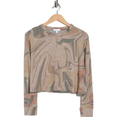 Beyond Yoga Brushed Up Print Long Sleeve Crop Top In Multi