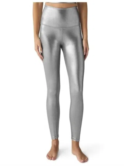 Beyond Yoga Caught In The High Waisted Midi Leggings In Liquid Silver In Multi
