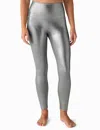 Beyond Yoga Caught In The High Waisted Midi Leggings In Liquid Silver