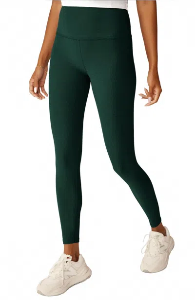 Beyond Yoga Caught In The Midi High Waisted Legging In Dark Spruce Green Heather