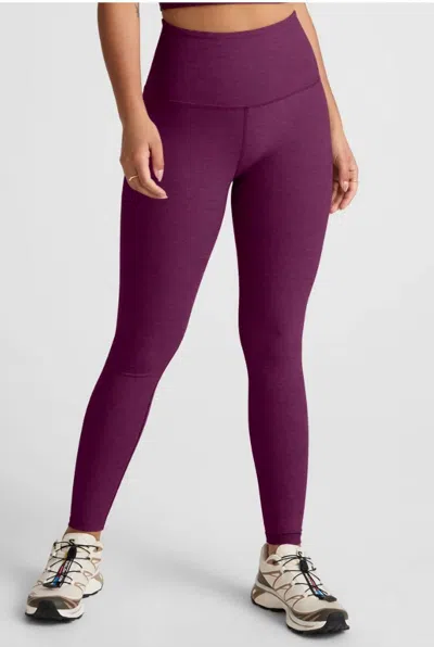 Beyond Yoga Caught In The Midi High Waisted Leggings In Maroon In Purple