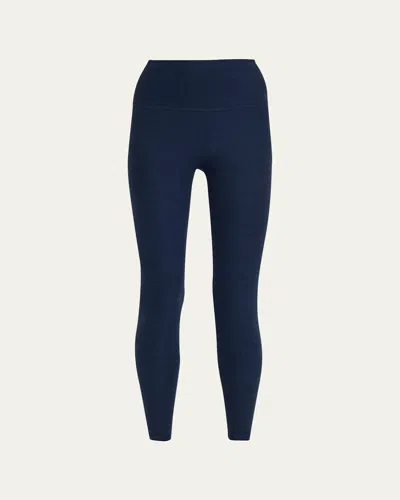 Beyond Yoga Caught In The Midi High-waist Space-dye Leggings In Blue