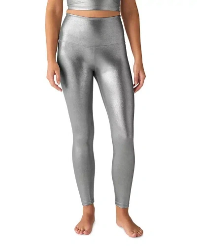 Beyond Yoga Caught In The Midi Leggings Womens Silver High Waisted Erk1935 In Gray