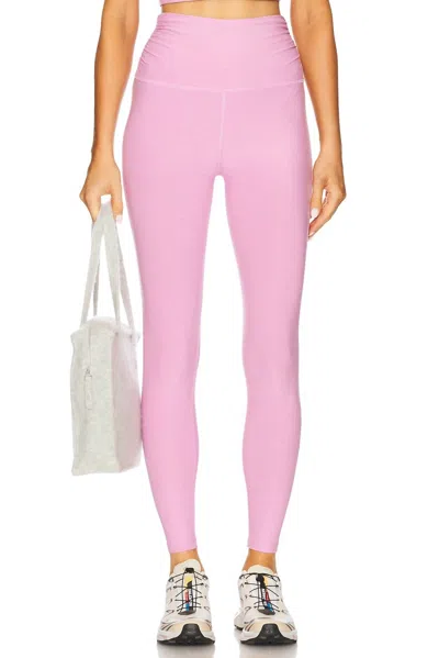 Beyond Yoga Caught Spacedye Raise The Barre Shirred Leggings In Pink Haze Heather In Multi
