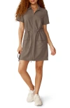 Beyond Yoga City Chic Front-zip Mini Dress In Dune