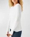 Beyond Yoga Classic Crew Pullover W/ Thumbholes In Cloud White