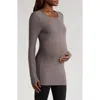 Beyond Yoga Classic Crewneck Maternity Pullover In Gray
