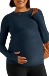 Beyond Yoga Classic Crewneck Maternity Pullover In Nocturnal Navy