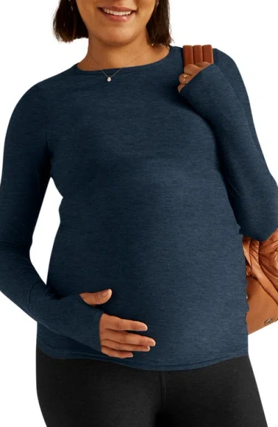 Beyond Yoga Classic Crewneck Maternity Pullover In Nocturnal Navy