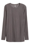 Beyond Yoga Classic Crewneck Maternity Pullover In Soft Umber Heather
