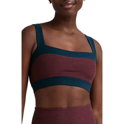 Beyond Yoga Colorblock Sports Bra In Burgundy
