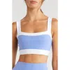 Beyond Yoga Spacedye Horizon Colorblock Bra Periwinkle Cloud Htr/white