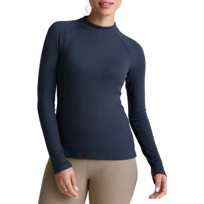 Beyond Yoga Contours Mock Neck Top In Blue