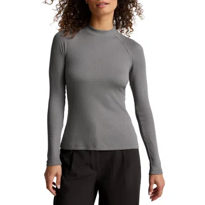 Beyond Yoga Contours Mock Neck Top In Gray