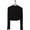Beyond Yoga Contours Rib Mock Neck Crop Top In Black