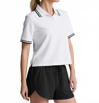 Beyond Yoga Country Club Polo Tee In Lunar White