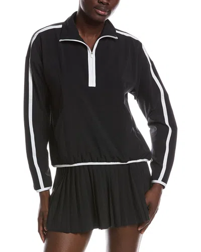 Beyond Yoga Course Contrast 1/2-zip Pullover In Black