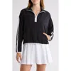 Beyond Yoga Course Contrast Half-zip Pullover In Black