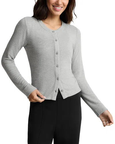 Beyond Yoga Crewneck Fitted Cardigan In Heather Grey
