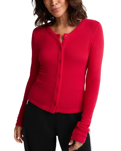 Beyond Yoga Crewneck Fitted Cardigan In Scarlet Red