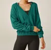 BEYOND YOGA CROSS YOUR HEART PULLOVER SWEATER IN LUNAR TEAL HEATHER