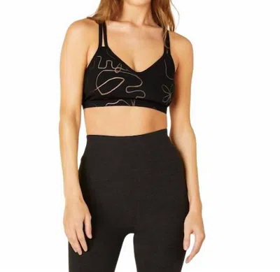 Beyond Yoga Double Back Bra In Black/brown Swirl