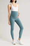 Beyond Yoga Empire Waist Maternity Leggings In Storm Heather