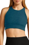 Beyond Yoga Enlighten Space Dye Longline Sports Bra In Blue Gem Heather