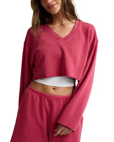 Beyond Yoga Fade Out Cropped Long Sleeve Sweatshirt In Red