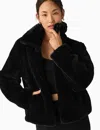 Beyond Yoga On The List Faux Fur Jacket In Black