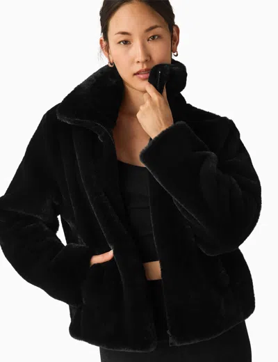 Beyond Yoga Faux Fur Jacket In Black