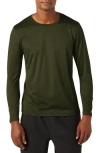 Beyond Yoga Featherweight Always Beyond Long Sleeve Performance T-shirt In Beyond Olive Heather