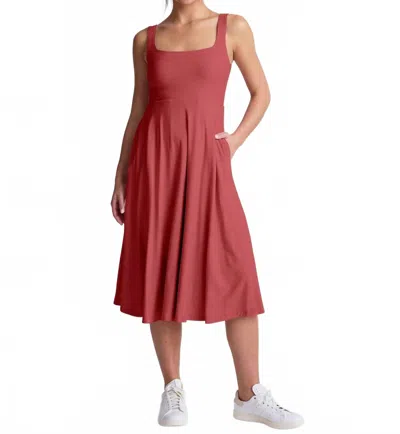 Beyond Yoga Featherweight At The Ready Square Neck Dress In Faded Rose Heather In Red