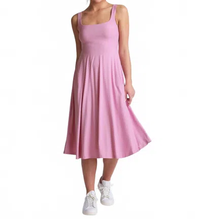 Beyond Yoga Featherweight At The Ready Square Neck Midi Dress In Pink Haze Heather In Multi